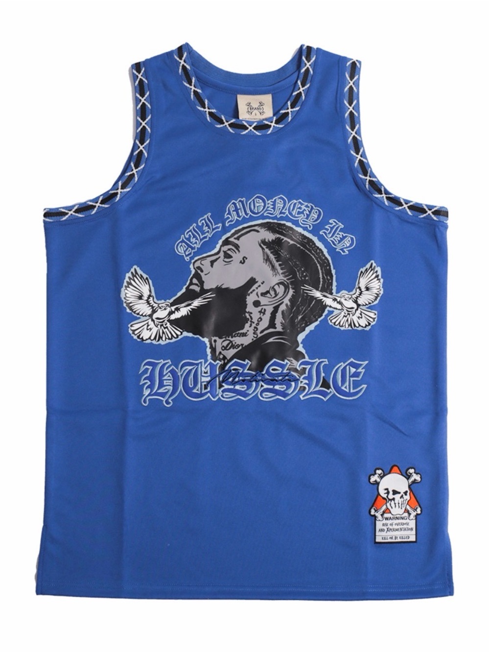 💙🕊️💰🕊️💙 Nipsey Hussle Graphic Blue Basketball Jersey